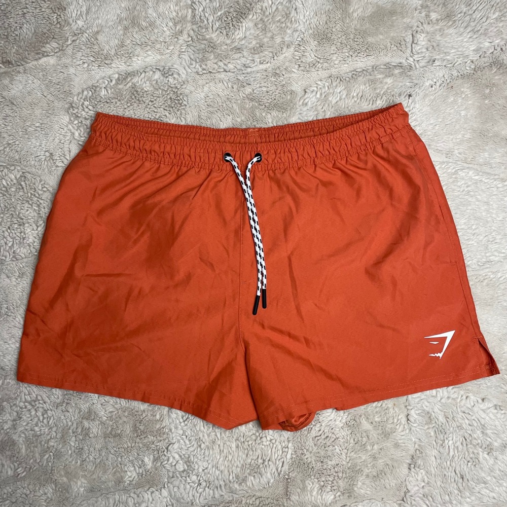 Gymshark Arrival Shorts Mens Large Orange Athletic Gym Running Mesh Lined